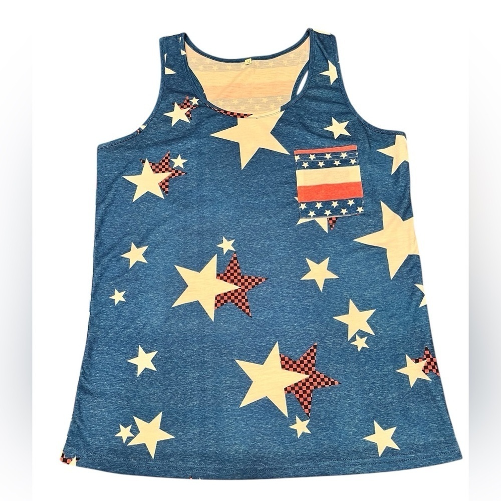 American Flag Patriotic Sleeveless Tank Size M - Picture 6 of 9